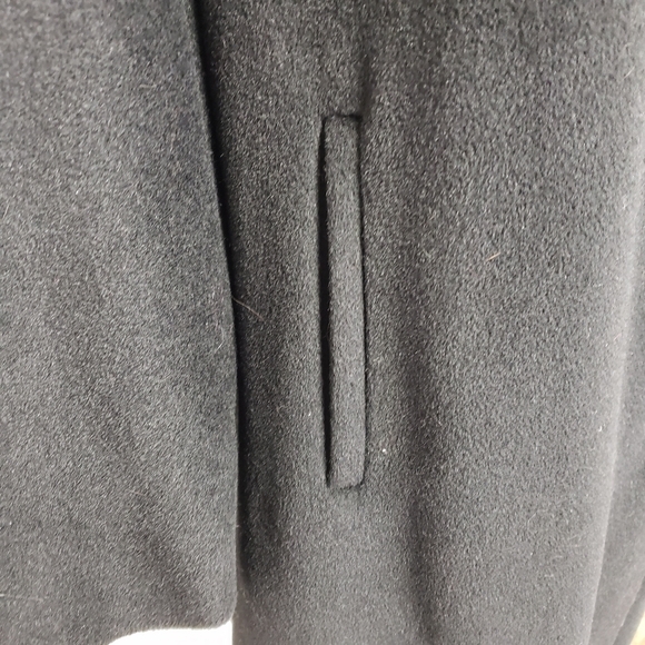 Vtg Townly Wool Dress Coat Mink Fur Collar Black L Satin Lined EUC Mid Century - Picture 5 of 16